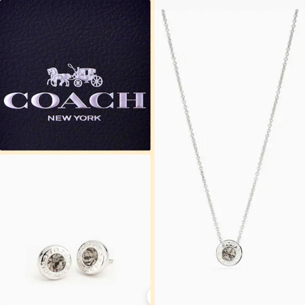COACH Open Circle Necklace & Matching Earrings Set New in Box Package